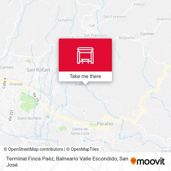 Mapa de Terminal Finca Paéz, Balneario Valle Escondido
