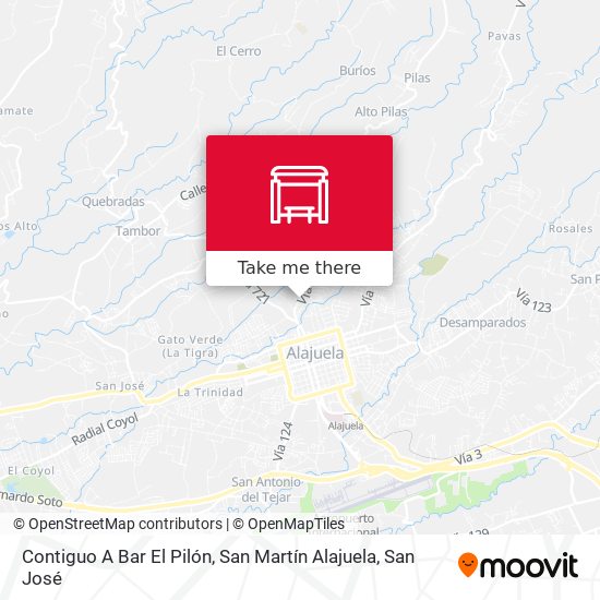 Contiguo A Bar El Pilón, San Martín Alajuela map