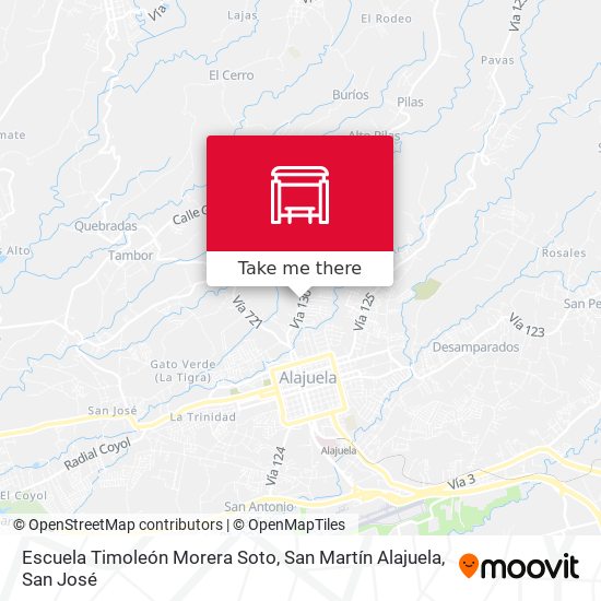 Mapa de Escuela Timoleón Morera Soto, San Martín Alajuela
