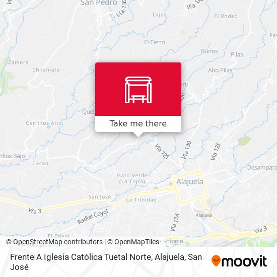 Mapa de Frente A Iglesia Católica Tuetal Norte, Alajuela