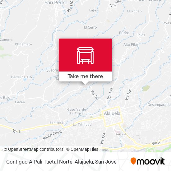 Mapa de Contiguo A Palí Tuetal Norte, Alajuela