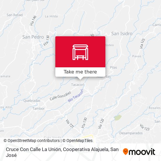 Mapa de Cruce Con Calle La Unión, Cooperativa Alajuela