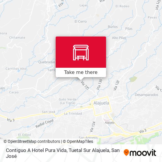 Contiguo A Hotel Pura Vida, Tuetal Sur Alajuela map