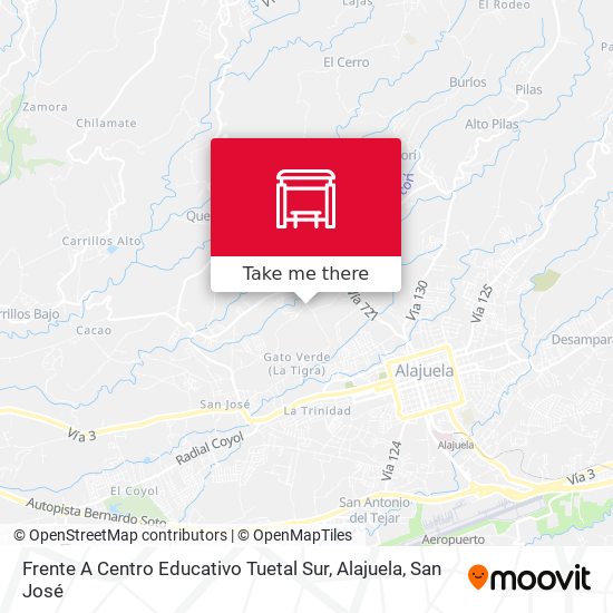 Mapa de Frente A Centro Educativo Tuetal Sur, Alajuela