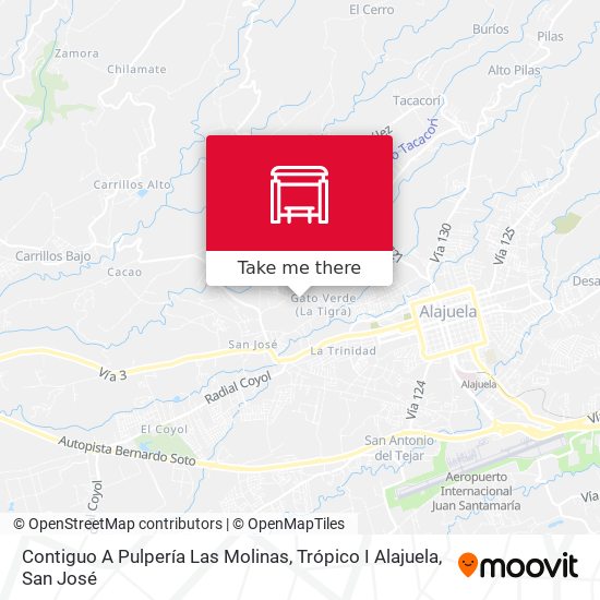 Mapa de Contiguo A Pulpería Las Molinas, Trópico I Alajuela