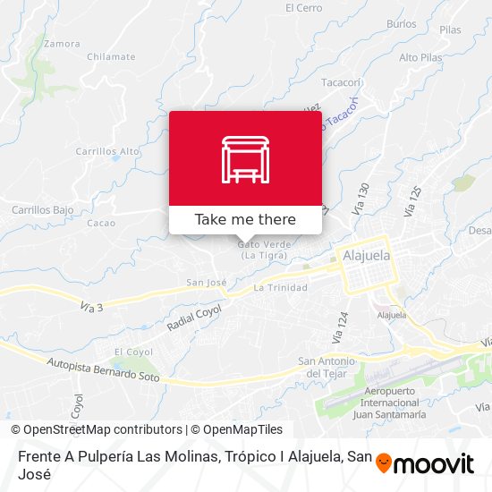 Mapa de Frente A Pulpería Las Molinas, Trópico I Alajuela