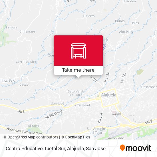 Centro Educativo Tuetal Sur, Alajuela map