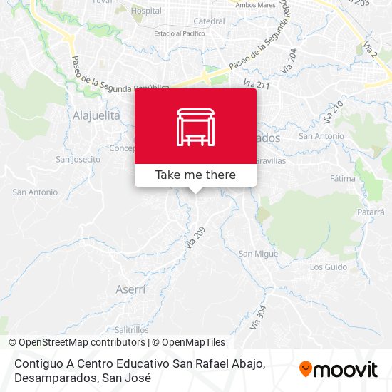 Mapa de Contiguo A Centro Educativo San Rafael Abajo, Desamparados