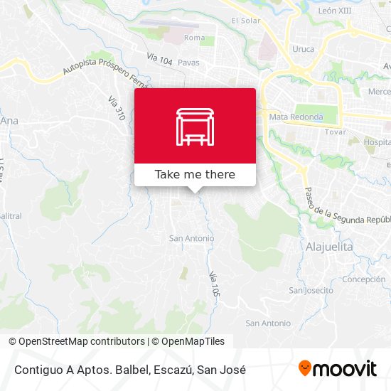Mapa de Contiguo A Aptos. Balbel, Escazú