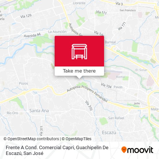 Frente A Cond. Comercial Capri, Guachipelín De Escazú map