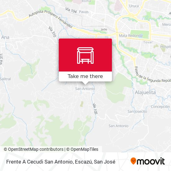 Mapa de Frente A Cecudi San Antonio, Escazú
