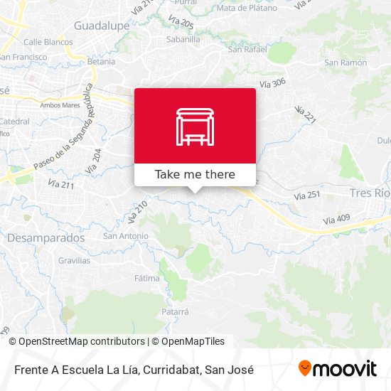 Mapa de Frente A Escuela La Lía, Curridabat
