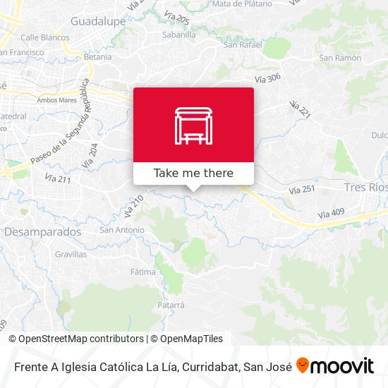 Frente A Iglesia Católica La Lía, Curridabat map
