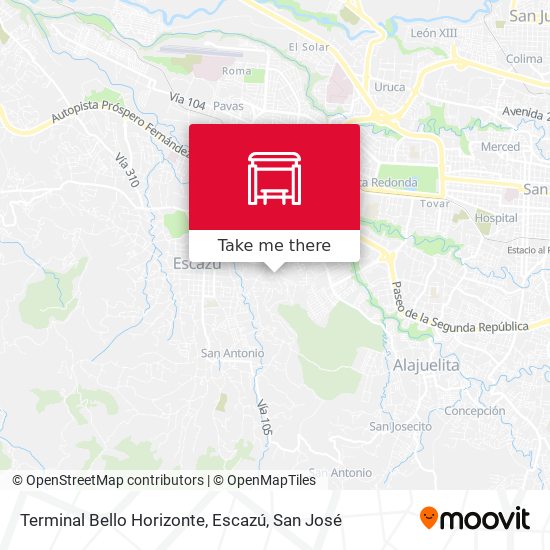Terminal Bello Horizonte, Escazú map