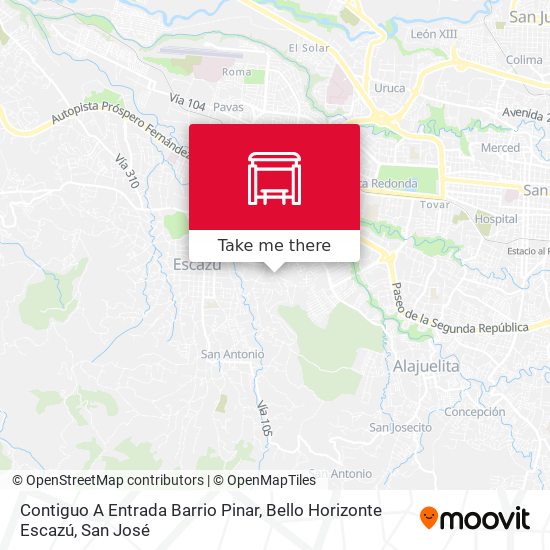 Contiguo A Entrada Barrio Pinar, Bello Horizonte Escazú map