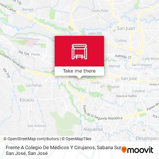 Frente A Colegio De Médicos Y Cirujanos, Sabana Sur San José map