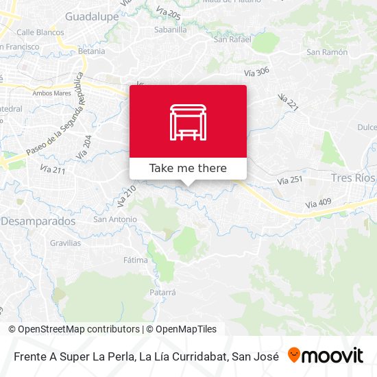 Mapa de Frente A Super La Perla, La Lía Curridabat