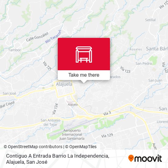 Mapa de Contiguo A Entrada Barrio La Independencia, Alajuela