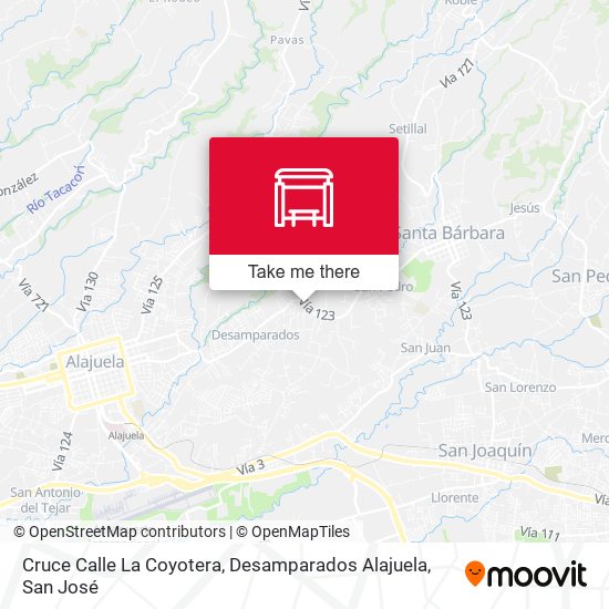 Cruce Calle La Coyotera, Desamparados Alajuela map