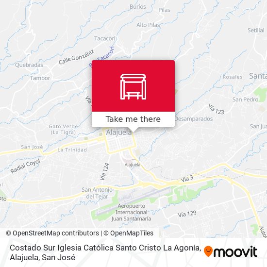 Costado Sur Iglesia Católica Santo Cristo La Agonía, Alajuela map
