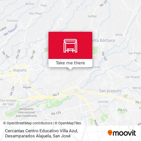 Cercanías Centro Educativo Villa Azul, Desamparados Alajuela map