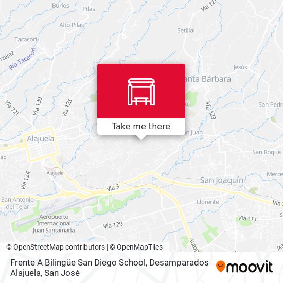 Mapa de Frente A Bilingüe San Diego School, Desamparados Alajuela