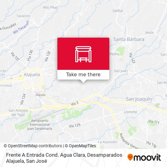 Mapa de Frente A Entrada Cond. Agua Clara, Desamparados Alajuela