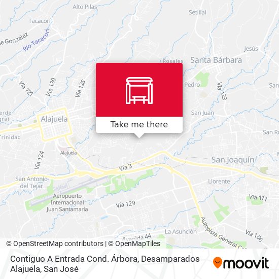 Mapa de Contiguo A Entrada Cond. Árbora, Desamparados Alajuela