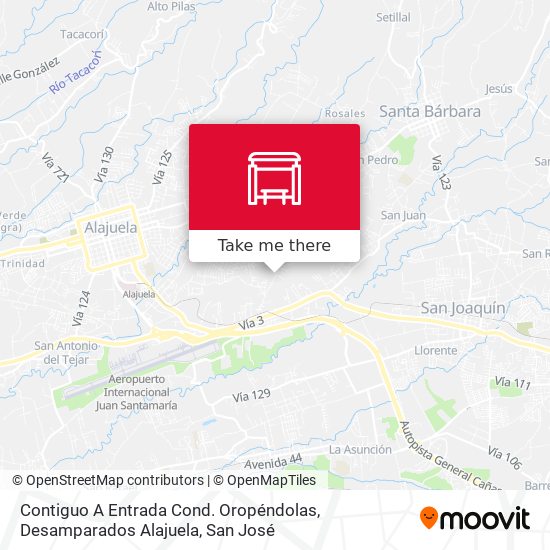 Mapa de Contiguo A Entrada Cond. Oropéndolas, Desamparados Alajuela