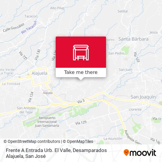 Mapa de Frente A Entrada Urb. El Valle, Desamparados Alajuela