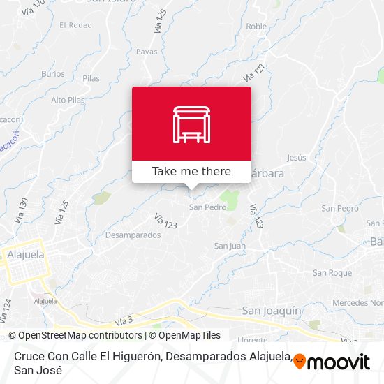 Cruce Con Calle El Higuerón, Desamparados Alajuela map