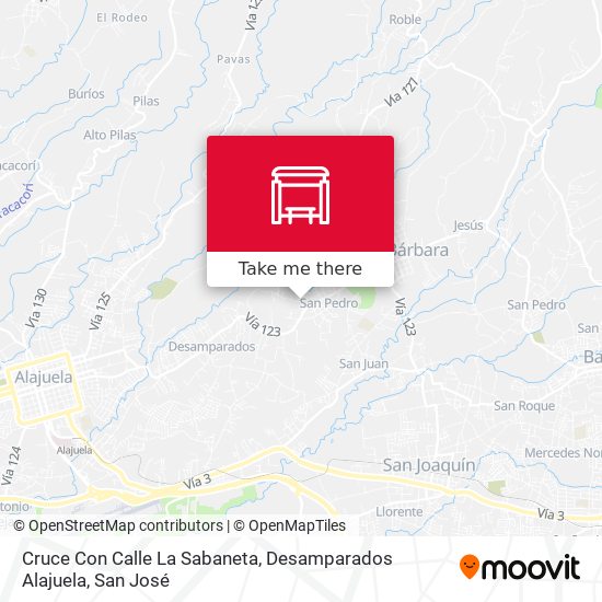 Mapa de Cruce Con Calle La Sabaneta, Desamparados Alajuela