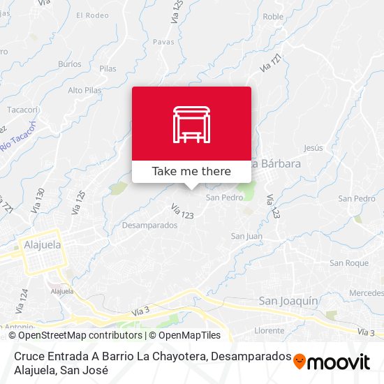 Cruce Entrada A Barrio La Chayotera, Desamparados Alajuela map