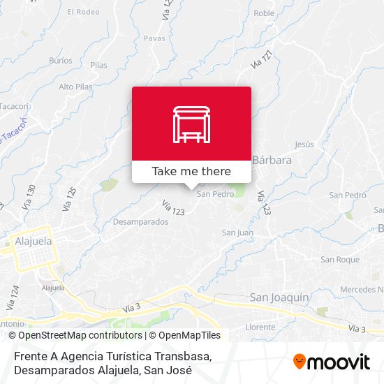 Frente A Agencia Turística Transbasa, Desamparados Alajuela map