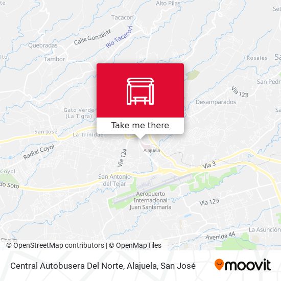 Central Autobusera Del Norte, Alajuela map