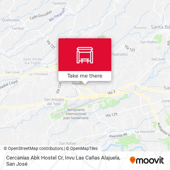 Cercanías Abk Hostel Cr, Invu Las Cañas Alajuela map