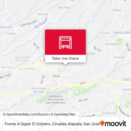 Mapa de Frente A Super El Güinero, Ciruelas Alajuela