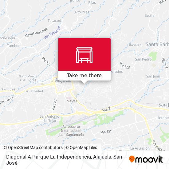 Mapa de Diagonal A Parque La Independencia, Alajuela