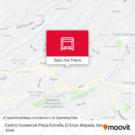 Mapa de Centro Comercial Plaza Estrella, El Erizo Alajuela