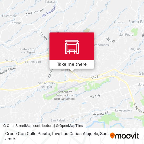 Cruce Con Calle Pasito, Invu Las Cañas Alajuela map