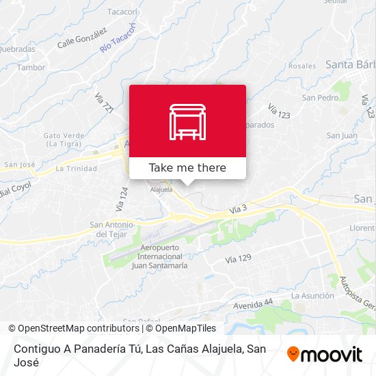 Mapa de Contiguo A Panadería Tú, Las Cañas Alajuela