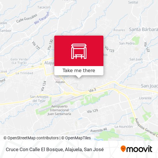 Mapa de Cruce Con Calle El Bosque, Alajuela