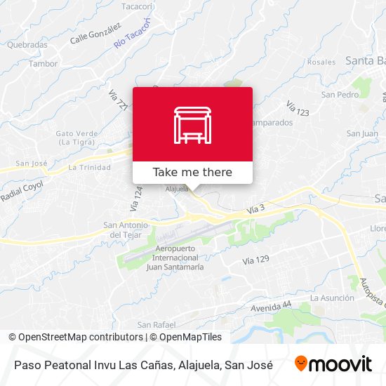 Paso Peatonal Invu Las Cañas, Alajuela map