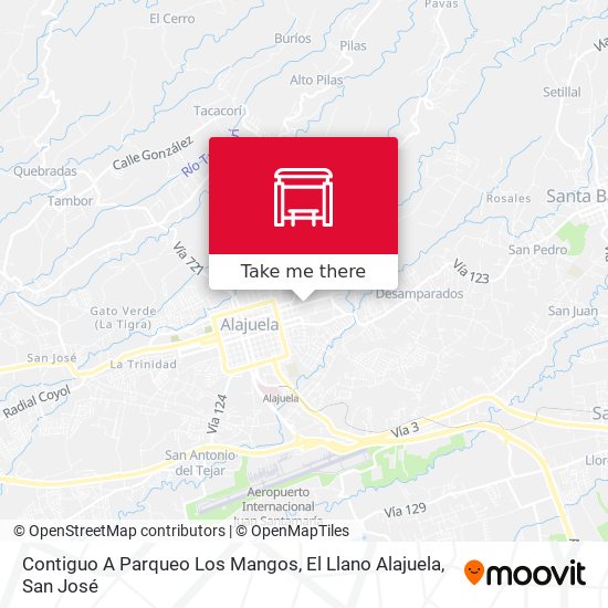 Mapa de Contiguo A Parqueo Los Mangos, El Llano Alajuela
