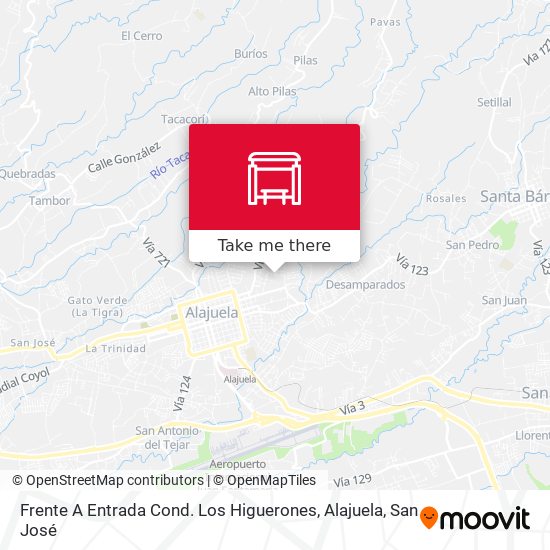 Mapa de Frente A Entrada Cond. Los Higuerones, Alajuela