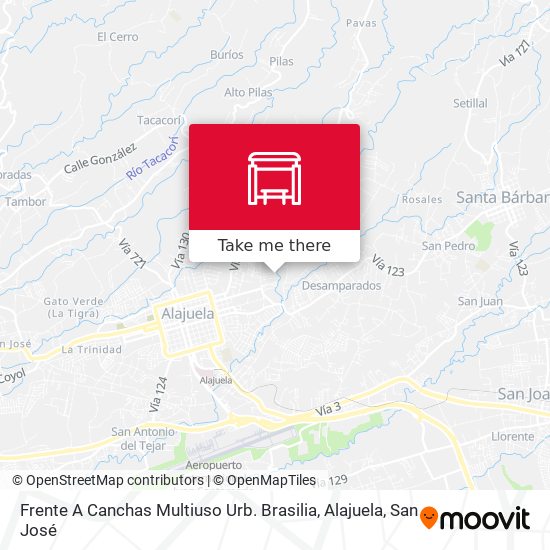 Mapa de Frente A Canchas Multiuso Urb. Brasilia, Alajuela