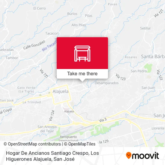 Hogar De Ancianos Santiago Crespo, Los Higuerones Alajuela map