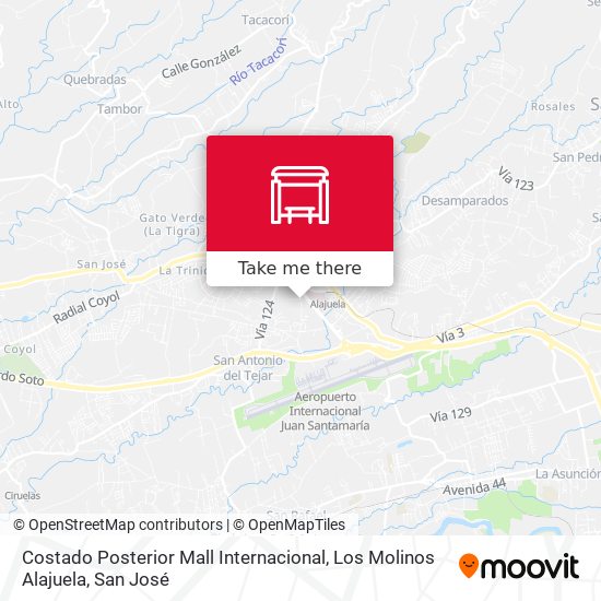 Mapa de Costado Posterior Mall Internacional, Los Molinos Alajuela