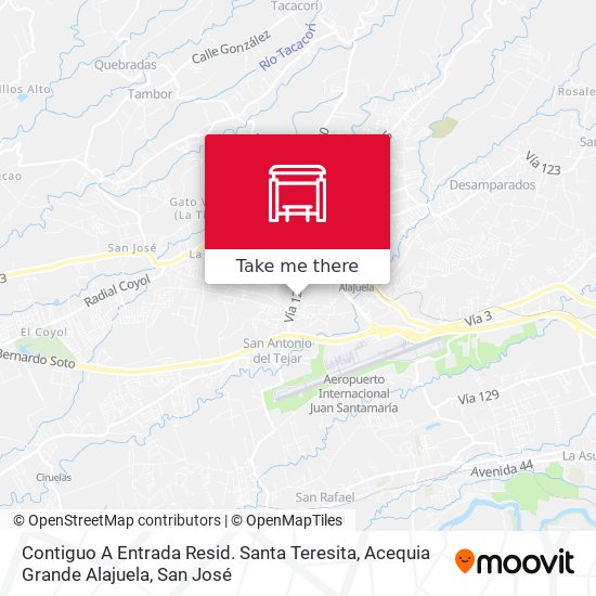 Contiguo A Entrada Resid. Santa Teresita, Acequia Grande Alajuela map