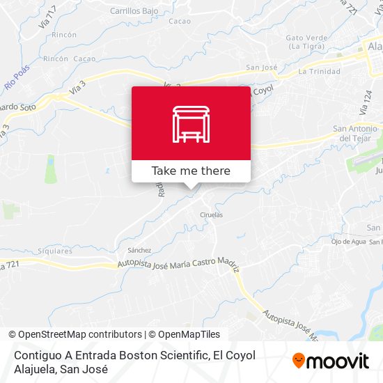 Mapa de Contiguo A Entrada Boston Scientific, El Coyol Alajuela